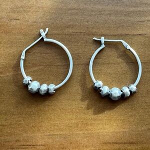 Jane Diaz Beaded Silver Hoop Earrings